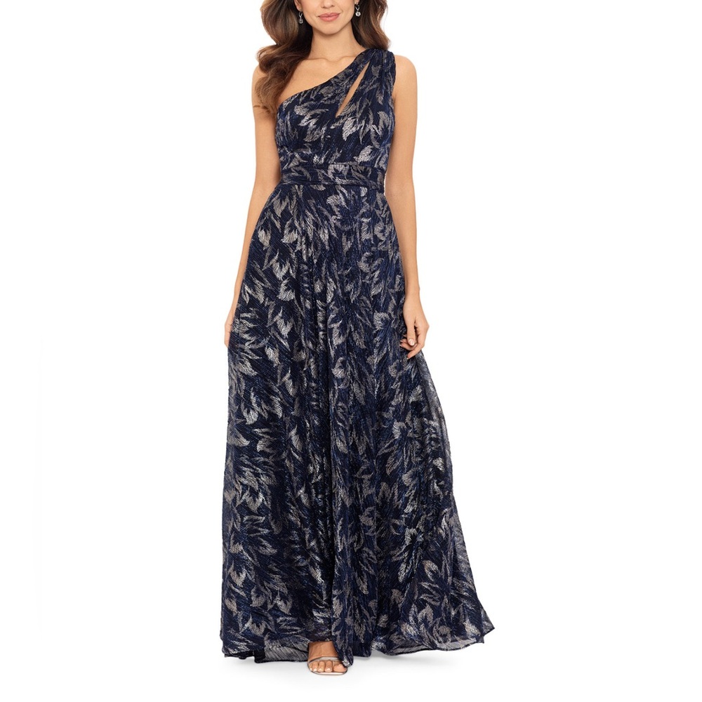 Betsy & Adam | Galaxy Metallic One-Shoulder Gown